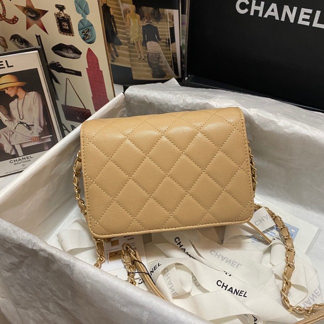 Chanel Flap Shoulder Bag Grained Calfskin AS3002 apricot