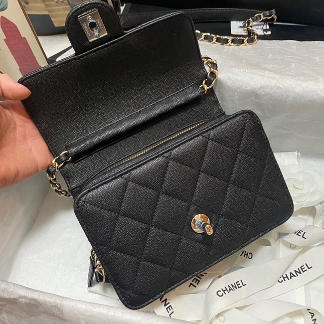 Chanel Flap Shoulder Bag Grained Calfskin AS3002 black