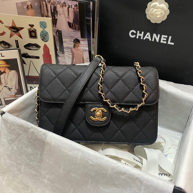 Chanel Flap Shoulder Bag Grained Calfskin AS3002 black