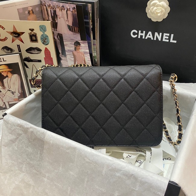 Chanel Flap Shoulder Bag Grained Calfskin AS3002 black