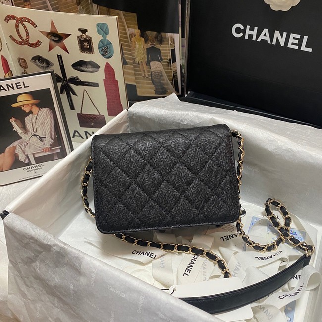 Chanel Flap Shoulder Bag Grained Calfskin AS3002 black