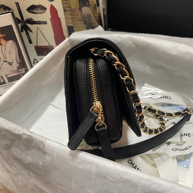 Chanel Flap Shoulder Bag Grained Calfskin AS3002 black