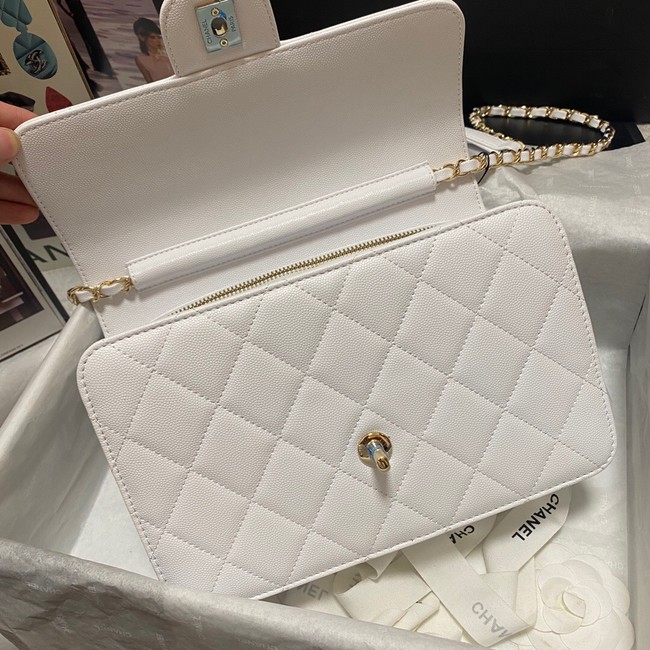 Chanel Flap Shoulder Bag Grained Calfskin AS3003 white