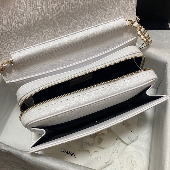 Chanel Flap Shoulder Bag Grained Calfskin AS3003 white