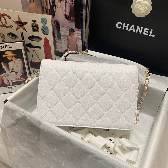 Chanel Flap Shoulder Bag Grained Calfskin AS3003 white