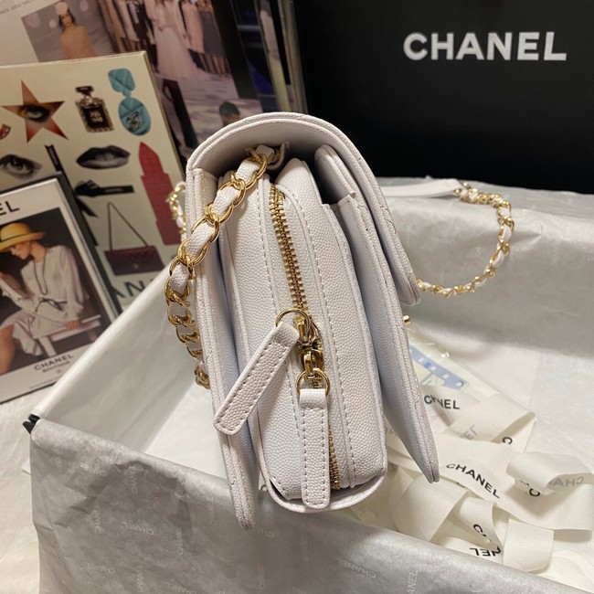 Chanel Flap Shoulder Bag Grained Calfskin AS3003 white