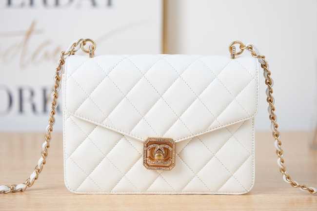 Chanel Lambskin FLAP BAG AS2840 white