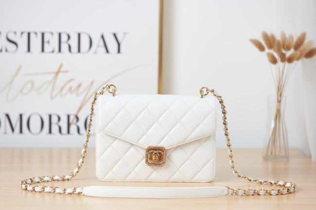 Chanel Lambskin FLAP BAG AS2840 white