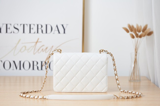 Chanel Lambskin FLAP BAG AS2840 white