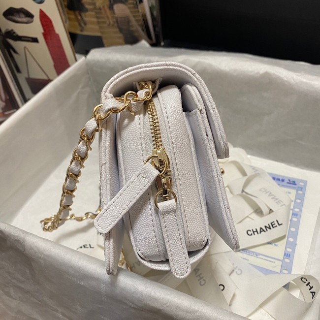 Chanel Flap Shoulder Bag Grained Calfskin AS3002 white