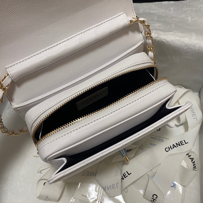 Chanel Flap Shoulder Bag Grained Calfskin AS3002 white