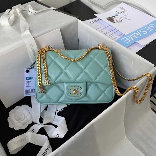 Chanel SMALL Lambskin FLAP BAG AS1792 light blue