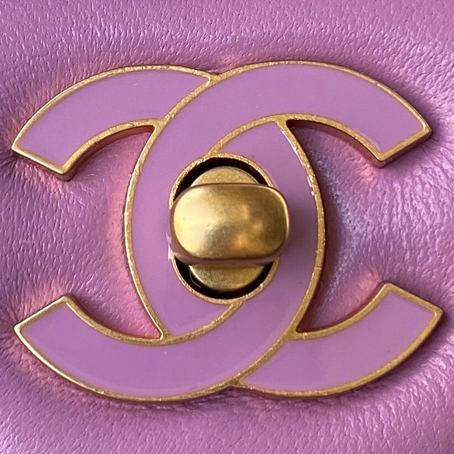Chanel SMALL Lambskin FLAP BAG AS1792 purple