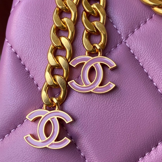 Chanel SMALL Lambskin FLAP BAG AS1792 purple