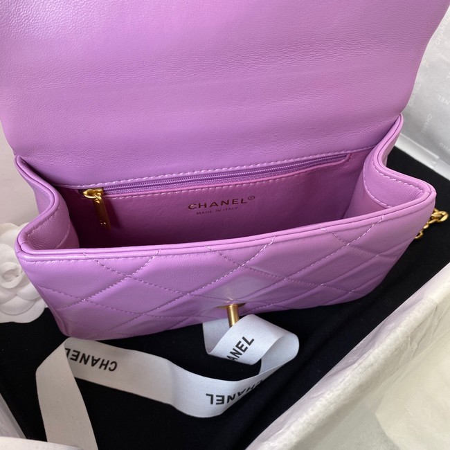 Chanel SMALL Lambskin FLAP BAG AS1792 purple