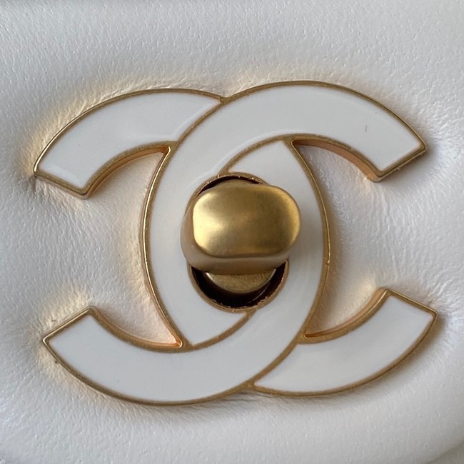 Chanel SMALL Lambskin FLAP BAG AS1792 white