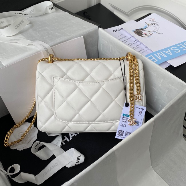 Chanel SMALL Lambskin FLAP BAG AS1793 white