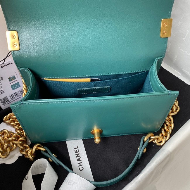 SMALL BOY CHANEL HANDBAG Gold-Tone Metal A67085 GREEN