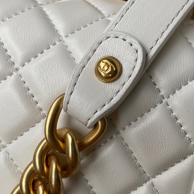 SMALL BOY CHANEL HANDBAG Gold-Tone Metal A67085 WHITE