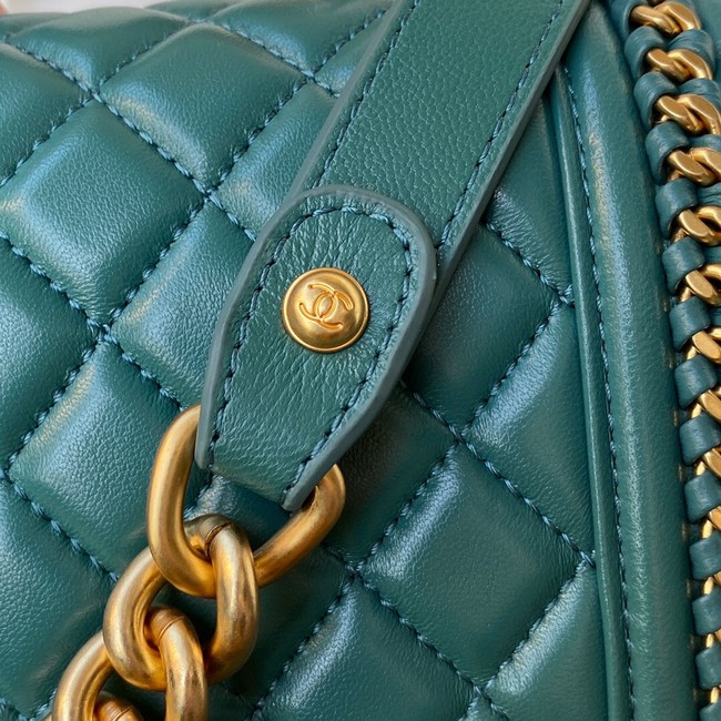 BOY CHANEL HANDBAG Gold-Tone Metal A67086 green