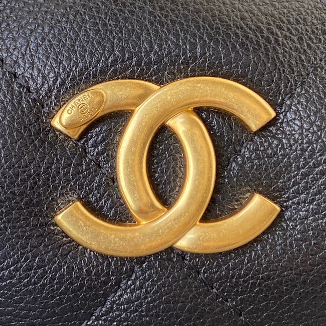 Chanel Grained Calfskin AS2910 Gold-Tone Metal black