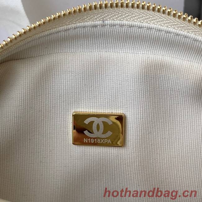 Chanel Grained Calfskin AS2910 Gold-Tone Metal White