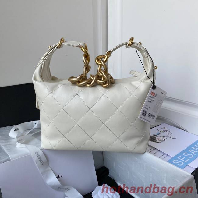 Chanel Sheepskin AS2910 Gold-Tone Metal white