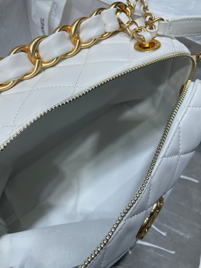 Chanel Sheepskin AS1267 Gold-Tone Metal white