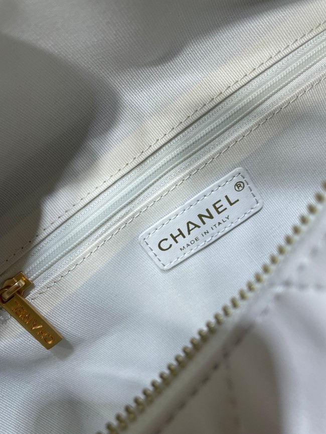Chanel Sheepskin AS1267 Gold-Tone Metal white