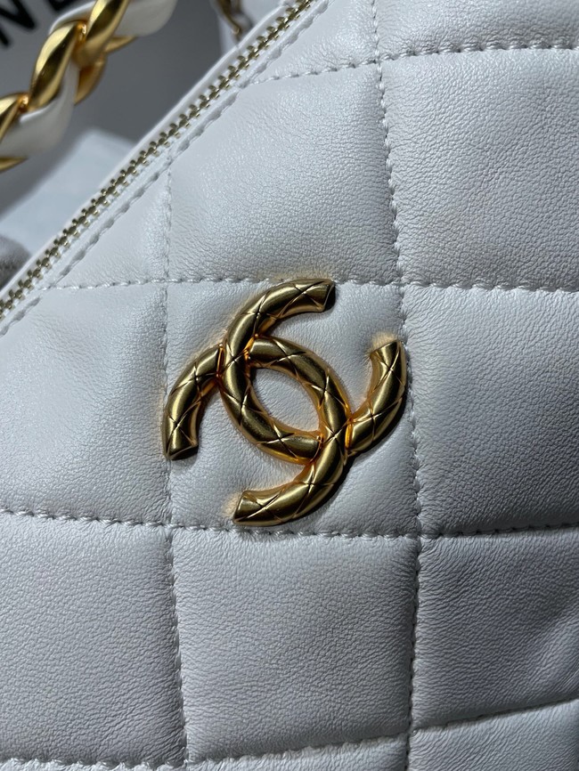 Chanel Sheepskin AS1267 Gold-Tone Metal white