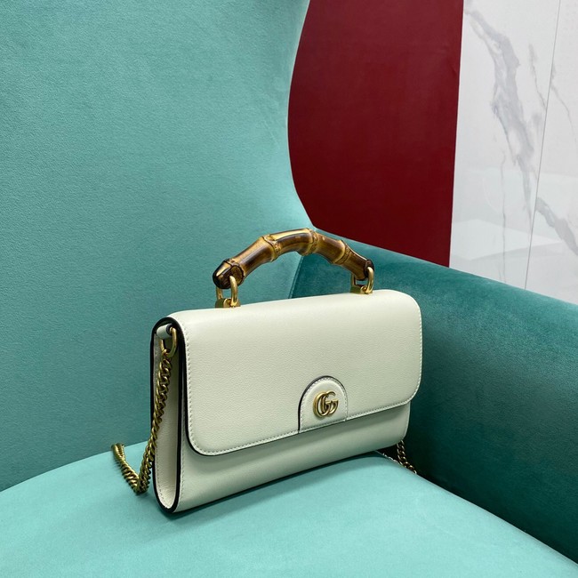 Gucci Small top handle bag with Bamboo 675794 white