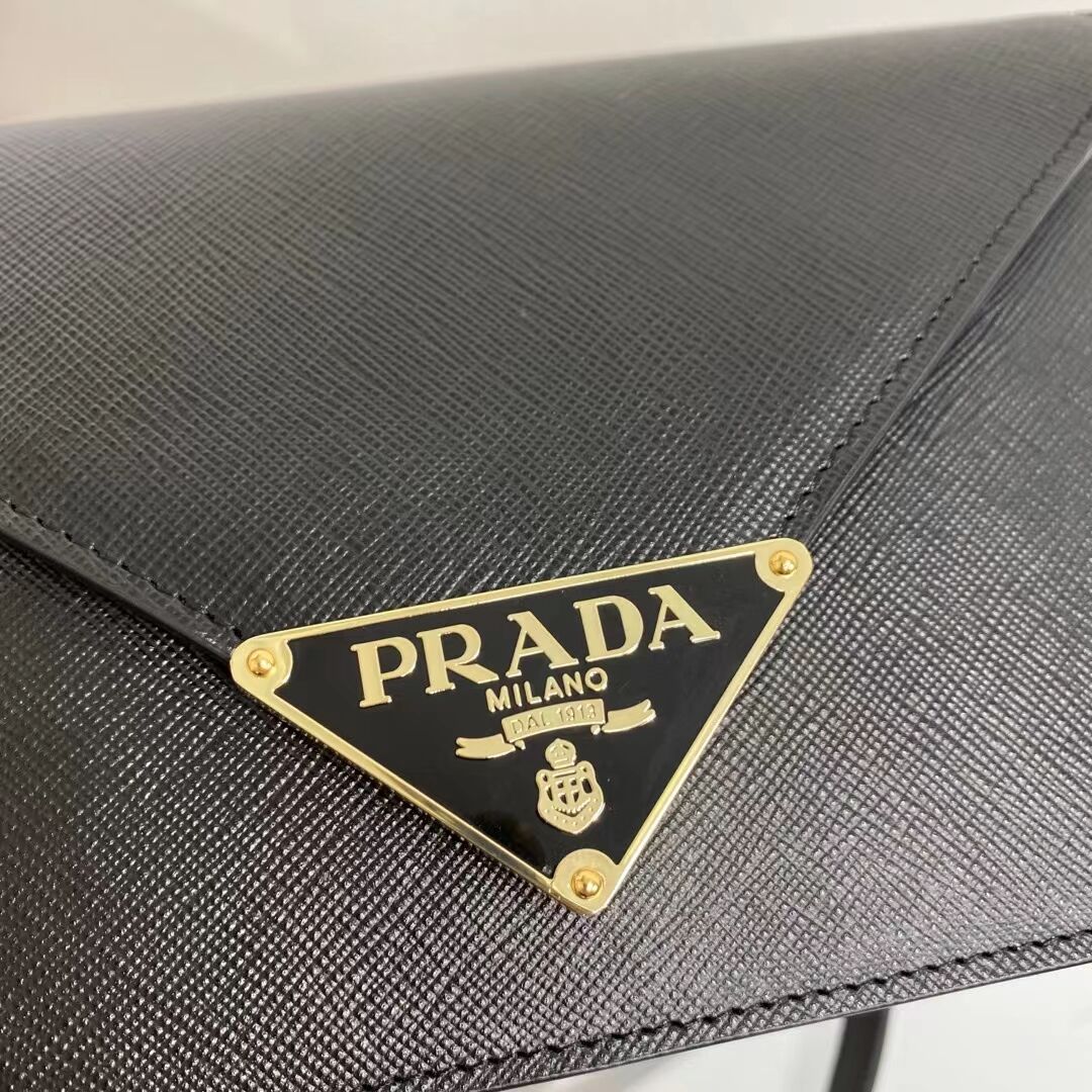 Prada Saffiano leather Identity shoulder bag 1BM318 black