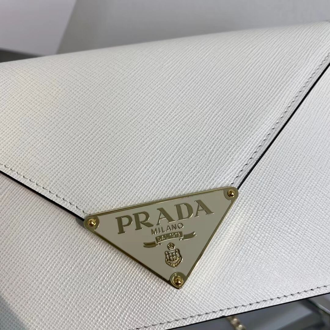 Prada Saffiano leather Identity shoulder bag 1BM318 white