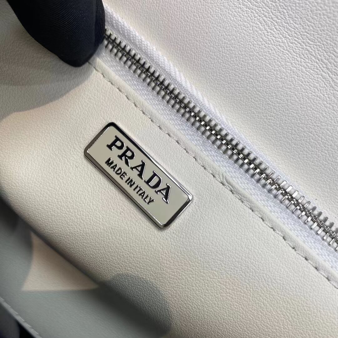 Prada Cleo brushed leather shoulder bag 1BN321 white