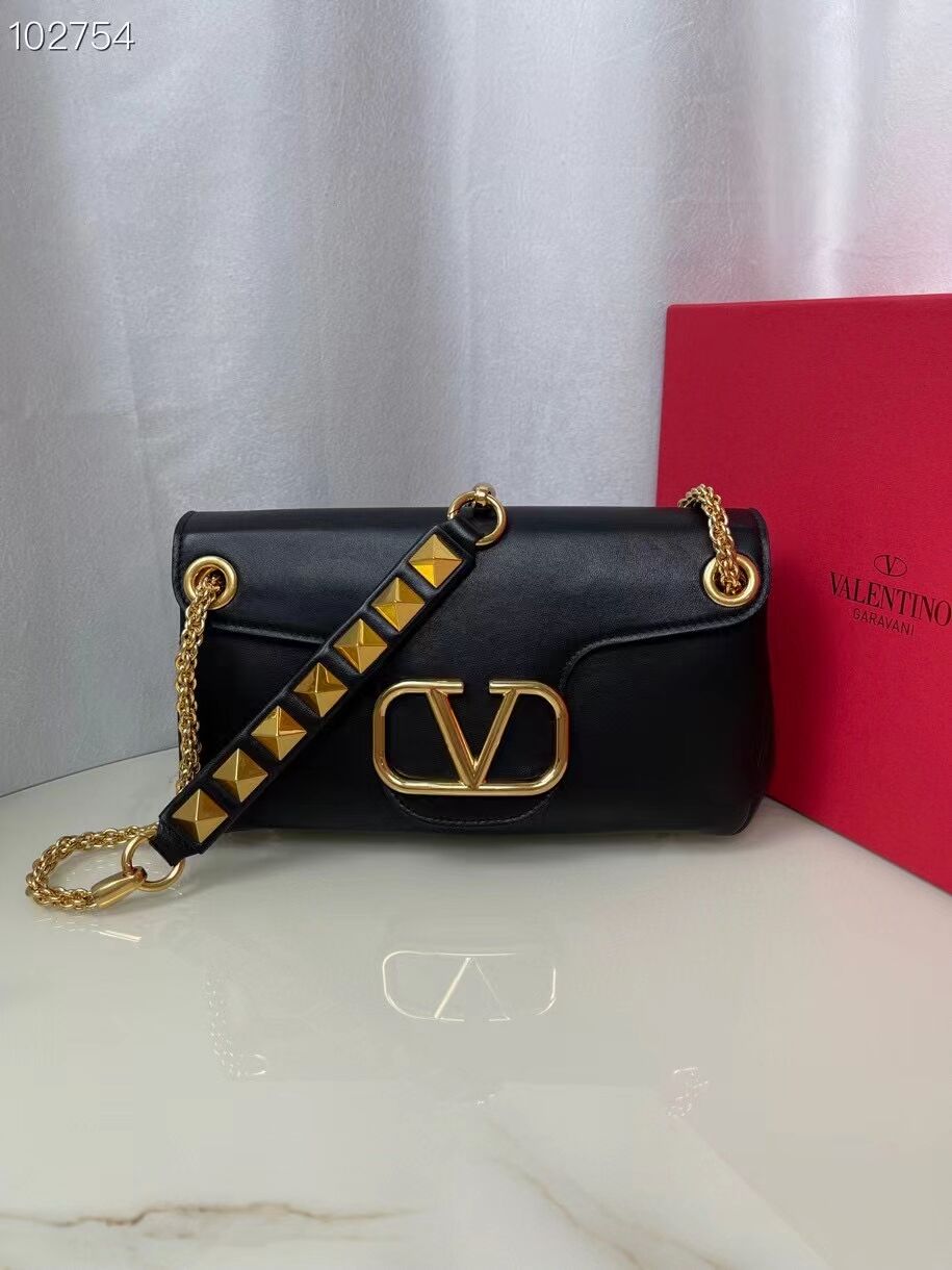 VALENTINO GARAVANI Stud Sign nappa Shoulder Bag NL098 black