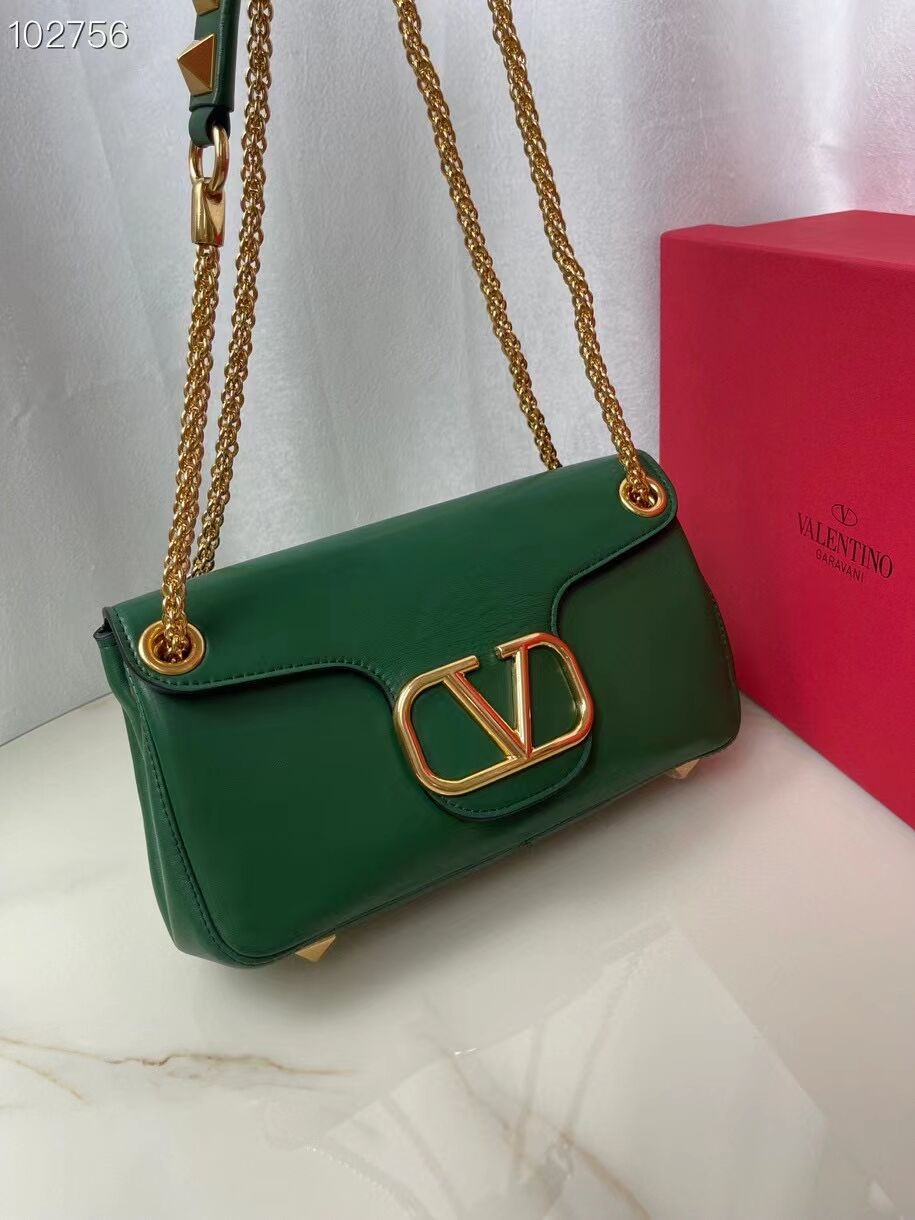 VALENTINO GARAVANI Stud Sign nappa Shoulder Bag NL098 green