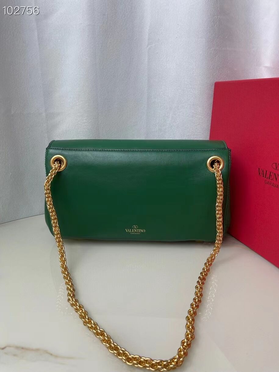 VALENTINO GARAVANI Stud Sign nappa Shoulder Bag NL098 green