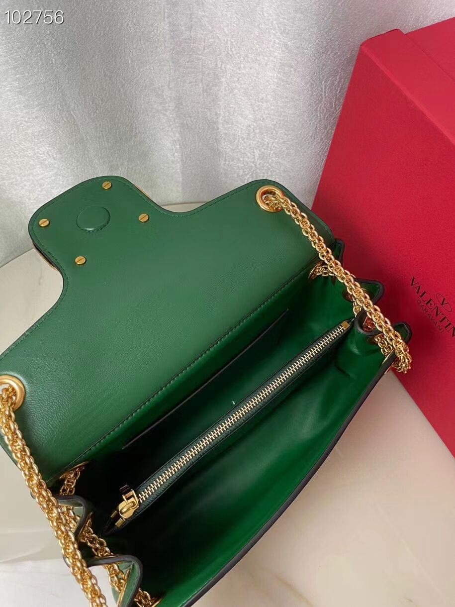 VALENTINO GARAVANI Stud Sign nappa Shoulder Bag NL098 green