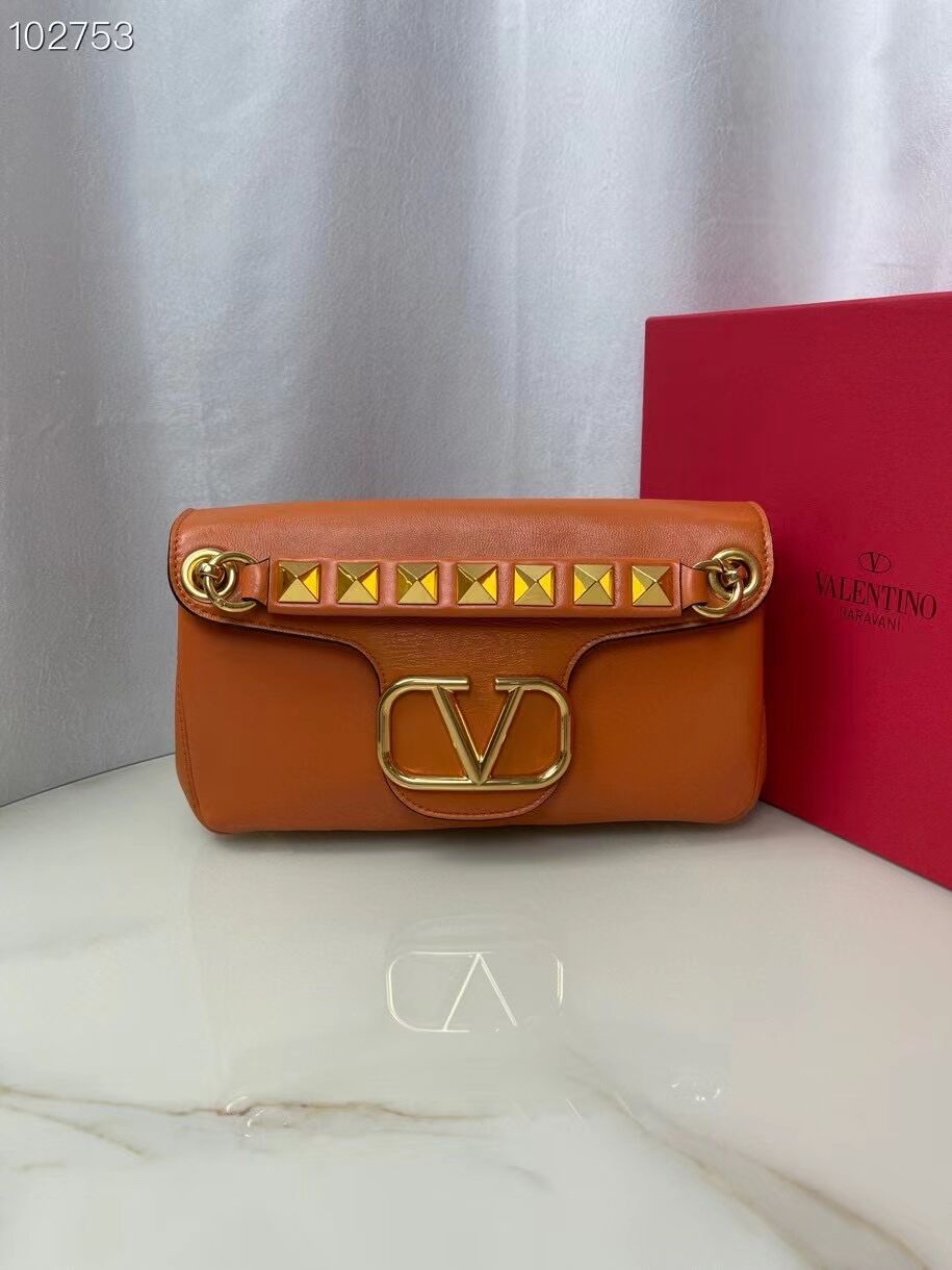 VALENTINO GARAVANI Stud Sign nappa Shoulder Bag NL098 orange