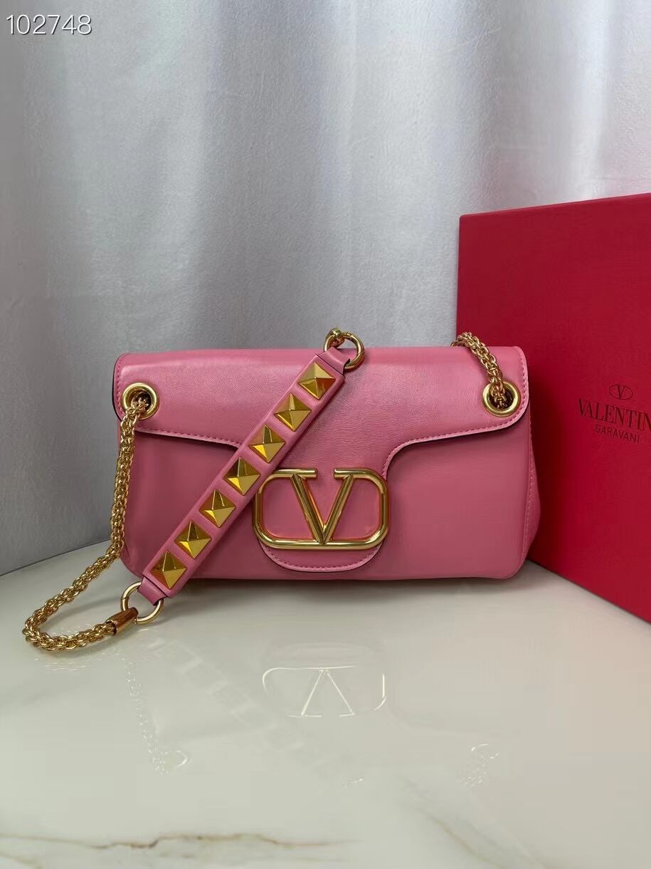 VALENTINO GARAVANI Stud Sign nappa Shoulder Bag NL098 pink