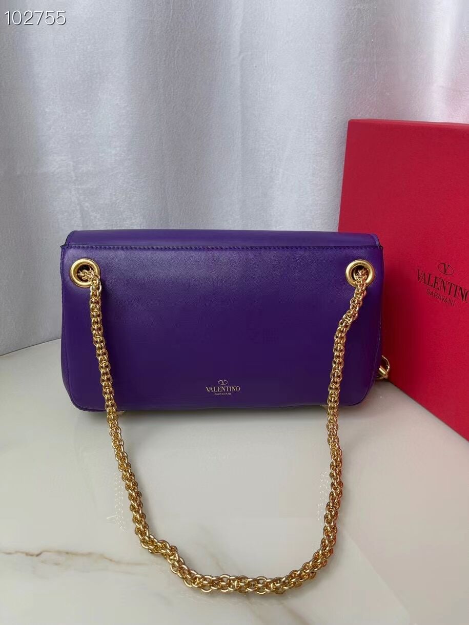 VALENTINO GARAVANI Stud Sign nappa Shoulder Bag NL098 purple