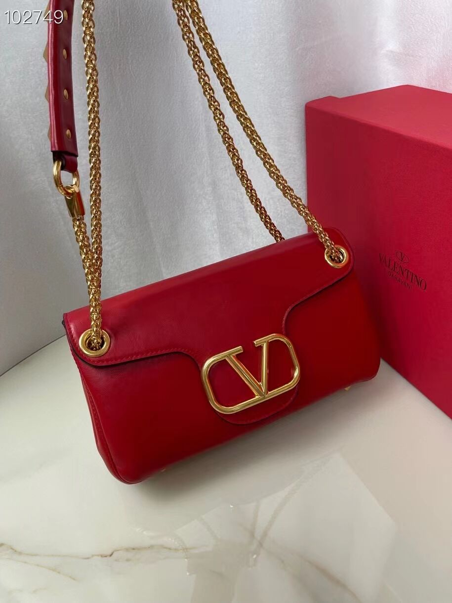 VALENTINO GARAVANI Stud Sign nappa Shoulder Bag NL098 red