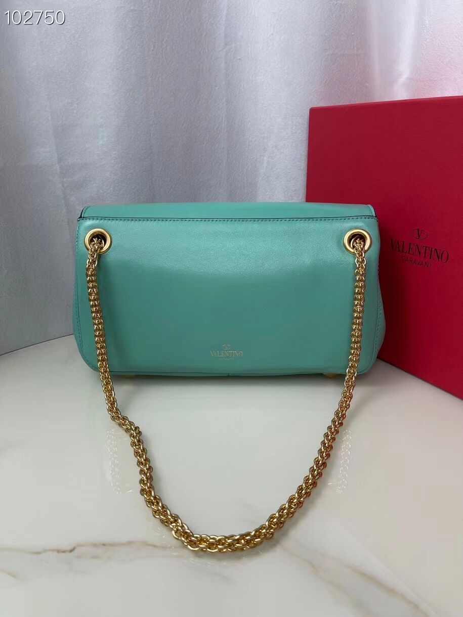 VALENTINO GARAVANI Stud Sign nappa Shoulder Bag NL098 sky blue