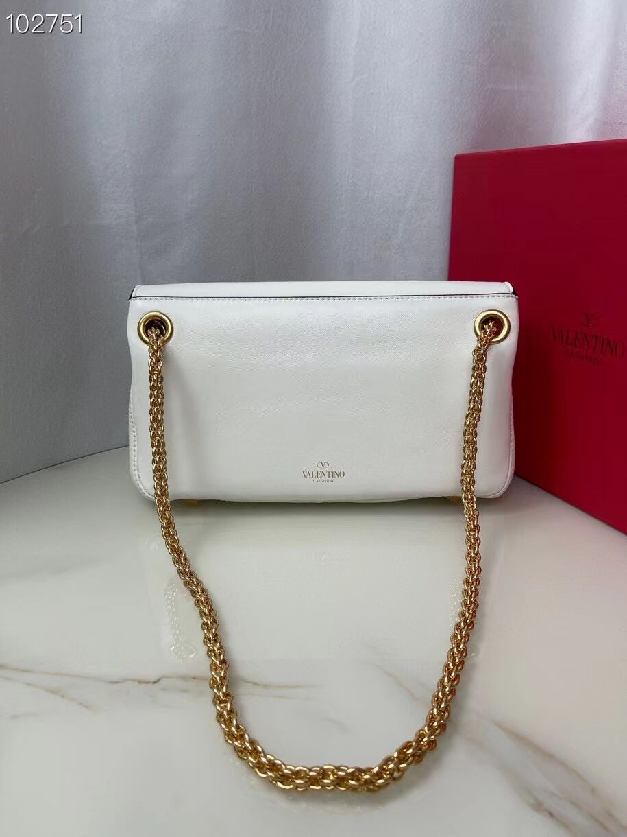 VALENTINO GARAVANI Stud Sign nappa Shoulder Bag NL098 white