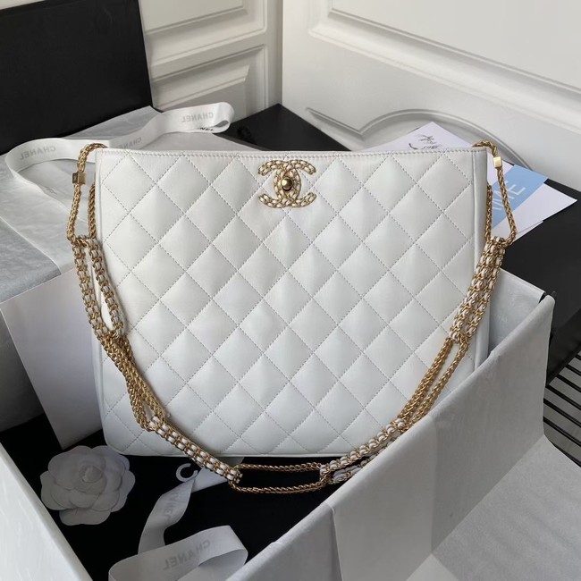 Chanel Lambskin Shoulder Bag AS2977 white
