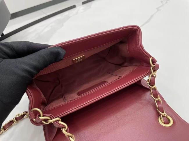 Chanel Flap Lambskin Shoulder Bag AS2556 Burgundy