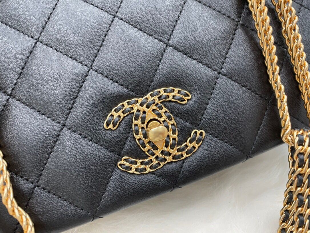 Chanel Flap Original Lambskin Shoulder Bag AS2975 AS2976 Black