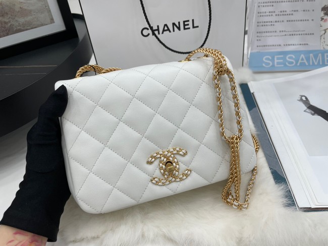 Chanel Flap Lambskin Shoulder Bag AS2975 white