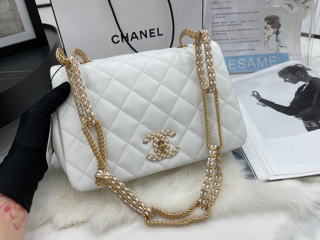 Chanel Flap Lambskin Shoulder Bag AS2976 white