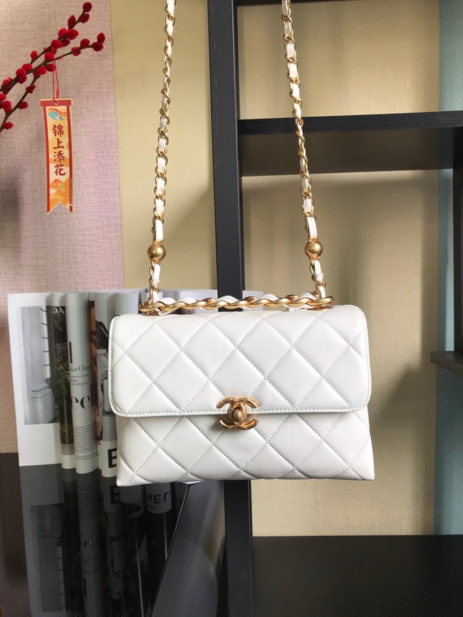 Chanel Flap Lambskin Shoulder Bag AS3011 white